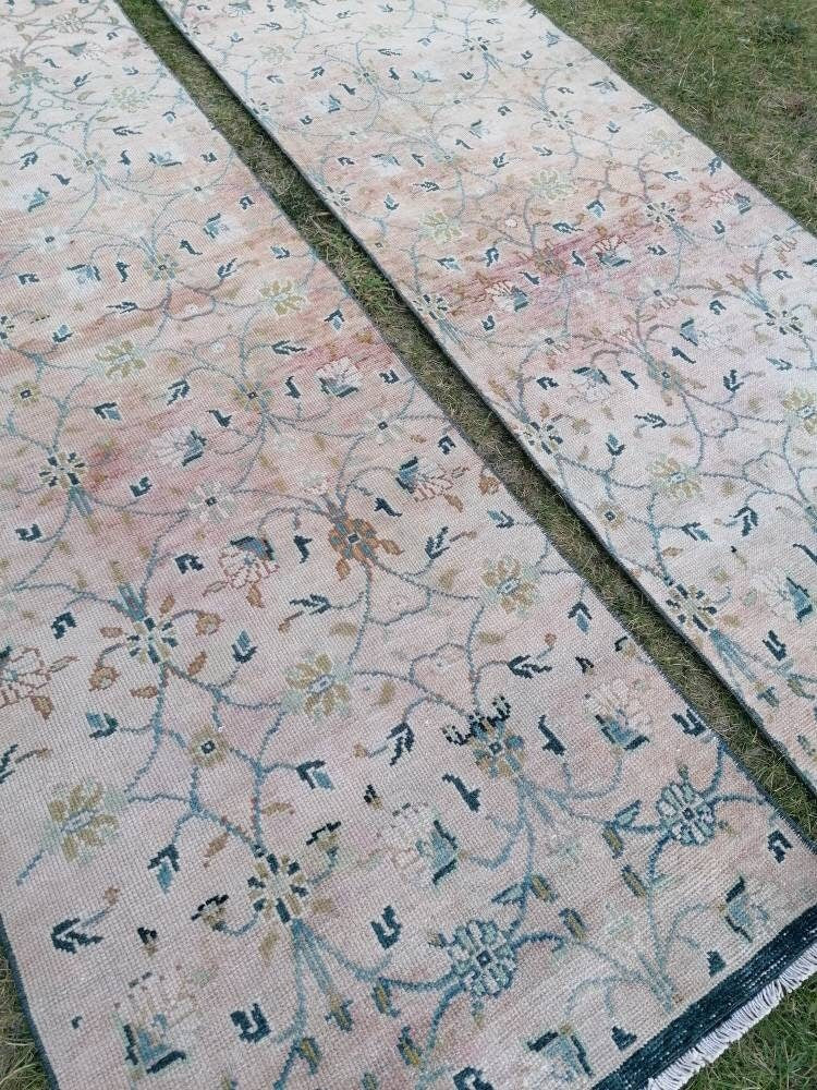 2.4 x 9.5 Wool oushak runner, turkish handmade runner, vintage runner rug  hallway runner rug kitchen runner