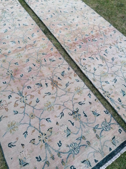 2.4 x 9.5 Wool oushak runner, turkish handmade runner, vintage runner rug  hallway runner rug kitchen runner