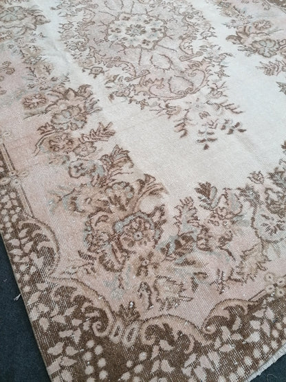 5.10 x 9.5 Muted oushak rug, large turkish oushak rug, pastel vintage rug,