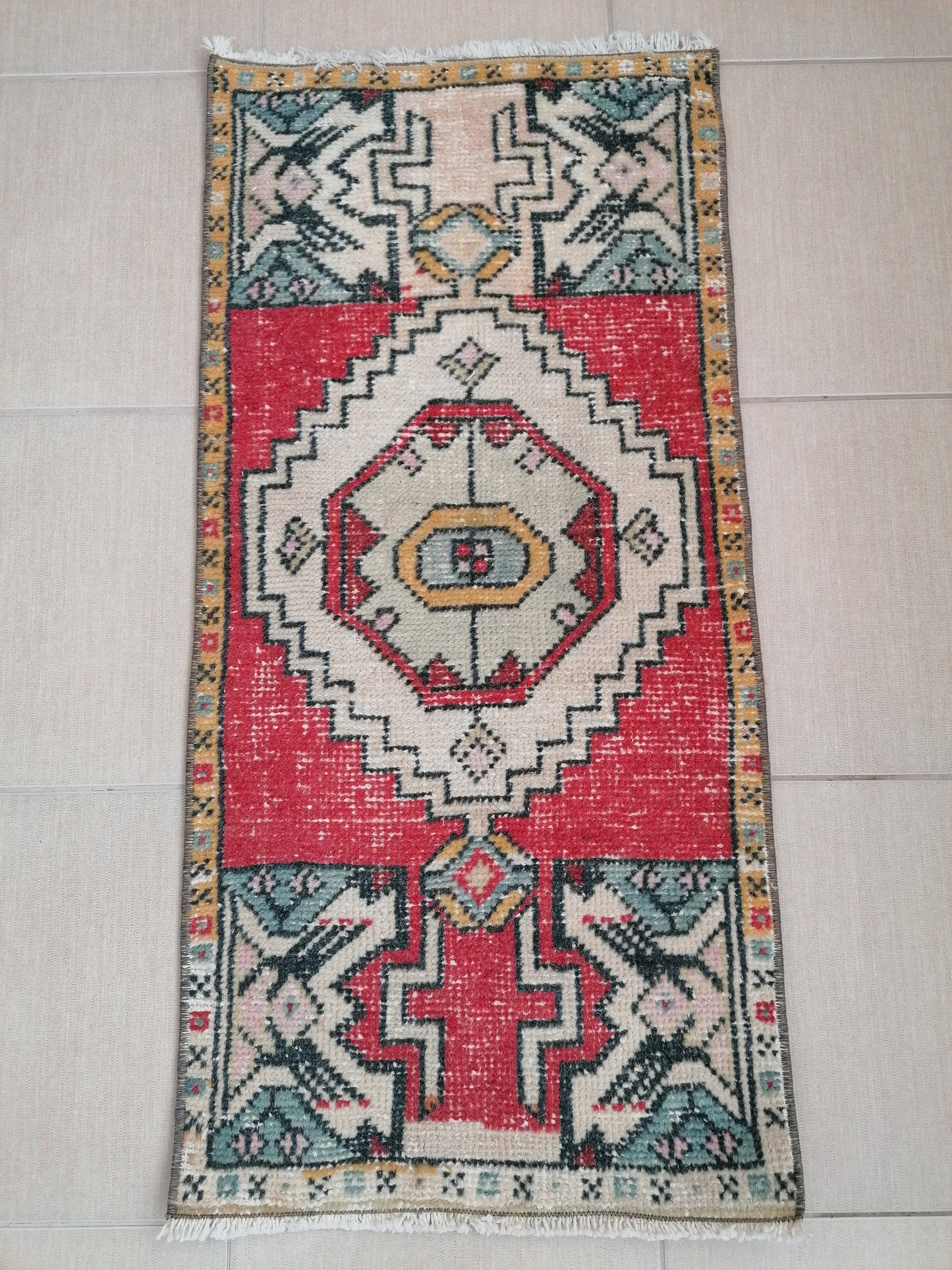 1.7 x 3.3 Vintage turkish rug, blue oushak vintage rug,vintage rug,kitchen rug,