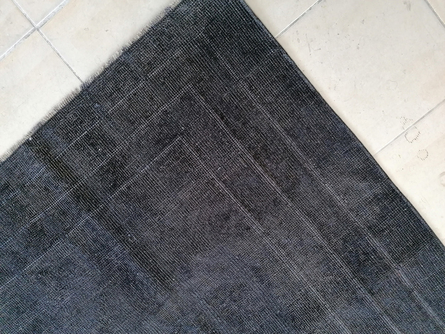 7.5 x 10.2 black wool rug, turkish rug, large turkish rug, wool rug Handmade rug
