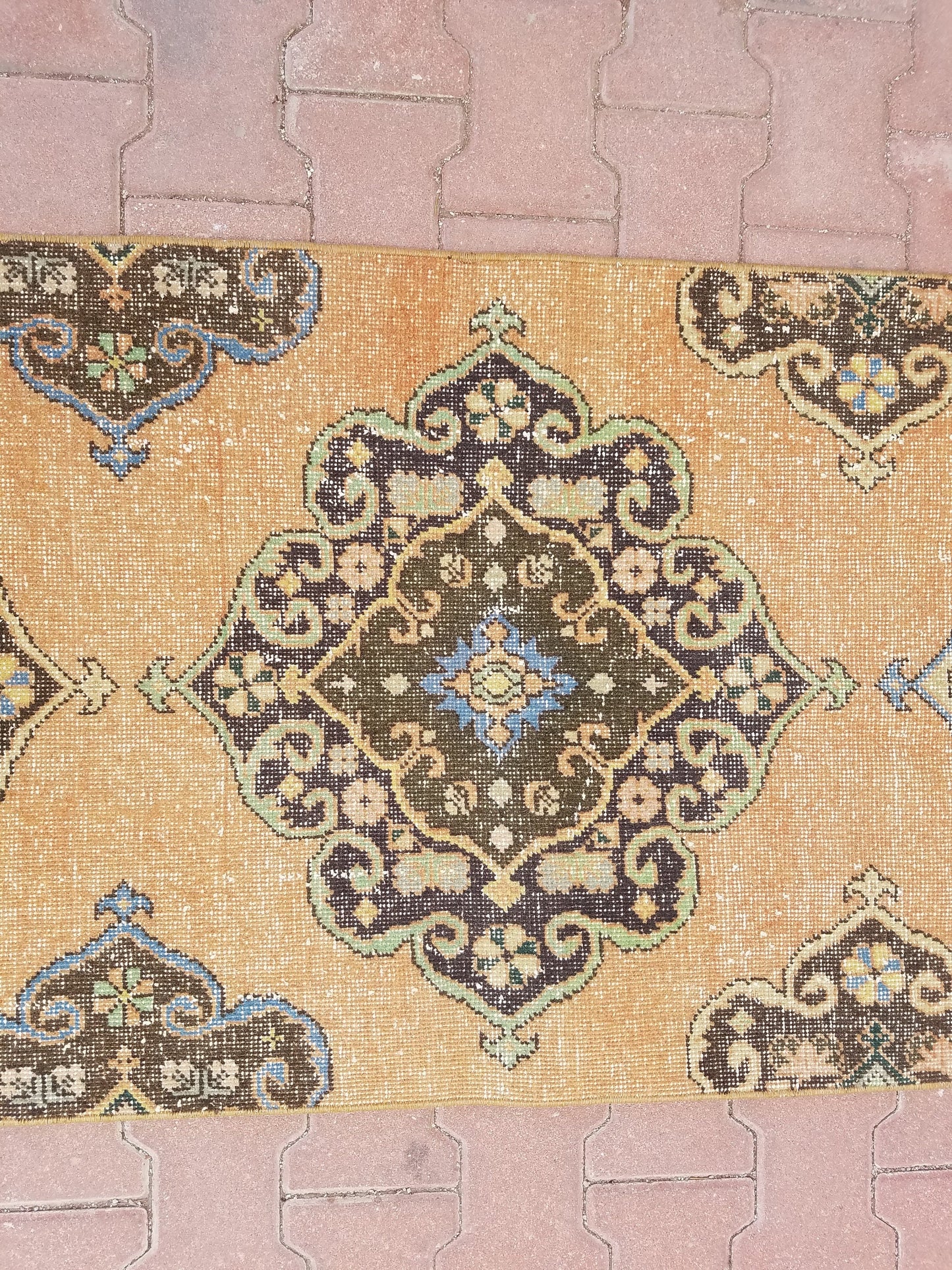 2.6 x 13.3 Turkish runner rug, vintage oushak runner rug, unique handmade rug, kitchen runner rug