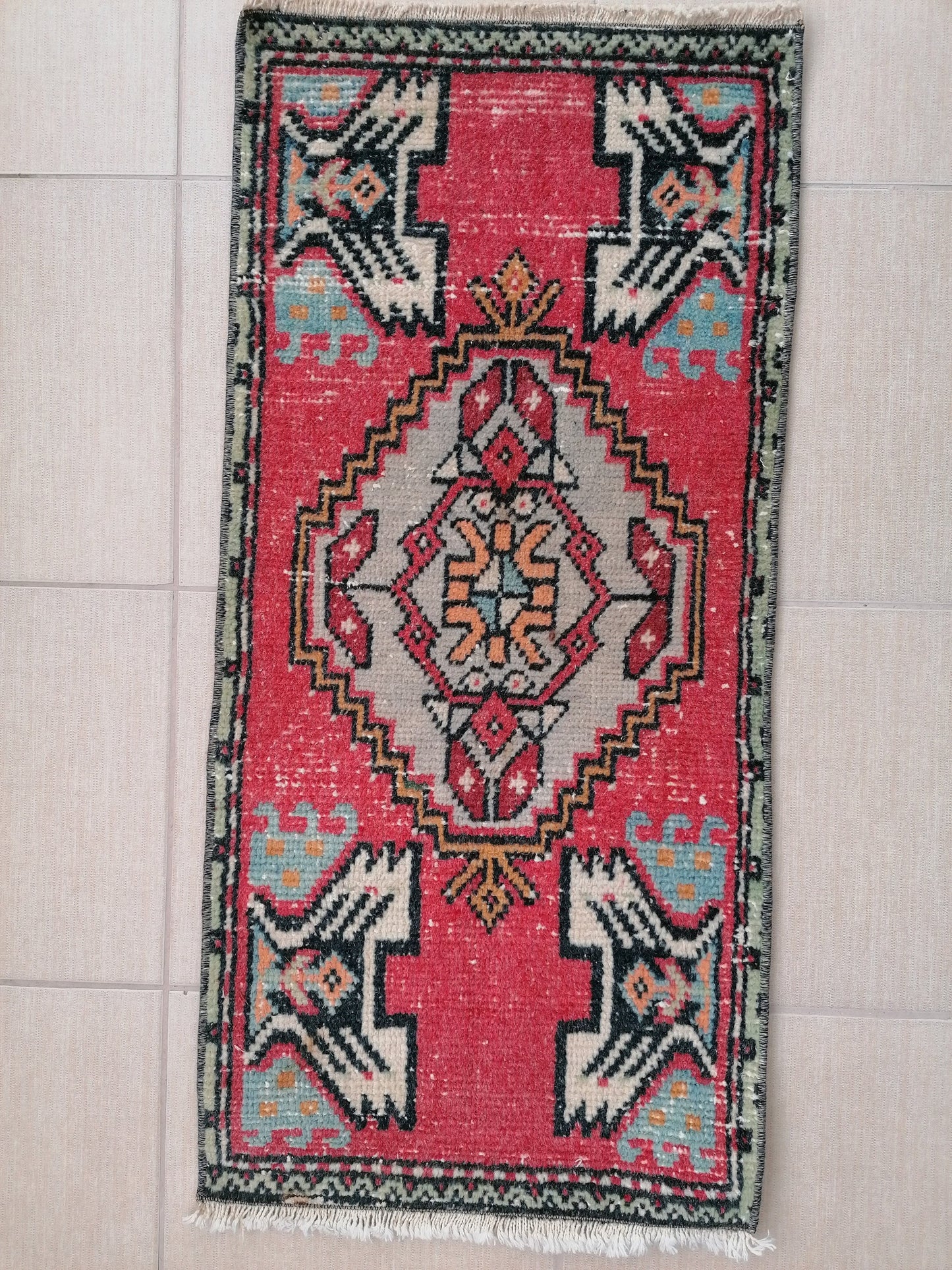 Turkish rug, vintage small rug, handmade rug,wool rug 3'2x1'6 feet
