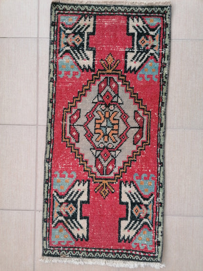 Turkish rug, vintage small rug, handmade rug,wool rug 3'2x1'6 feet