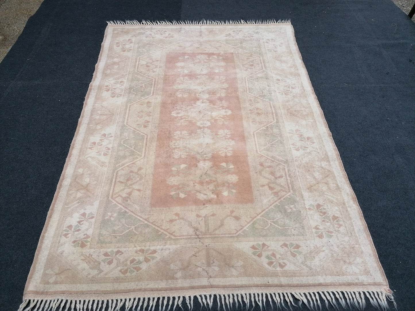 5.2 x 7.2 Oushak turkish rug, muted turkish  rug, vintage pastel wool rug, kitchen rug,