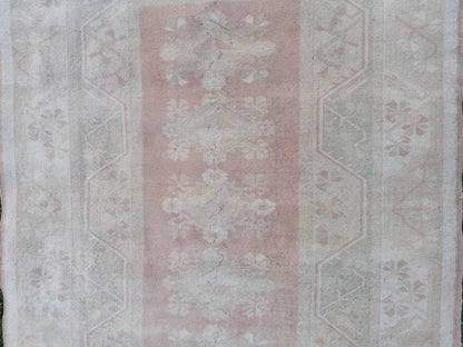 5.2 x 7.2 Oushak turkish rug, muted turkish  rug, vintage pastel wool rug, kitchen rug,