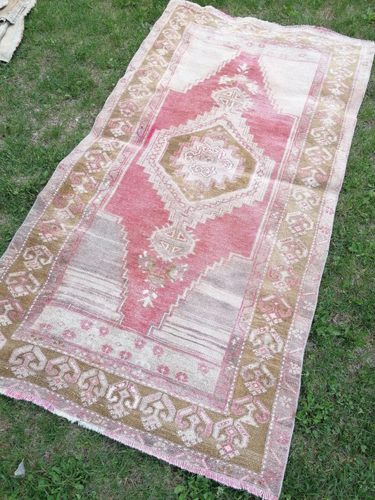 3.7 x 6.6 Turkish oushak rug, vintage oushak rug, vintage rug, handmade rug, kitchen rug
