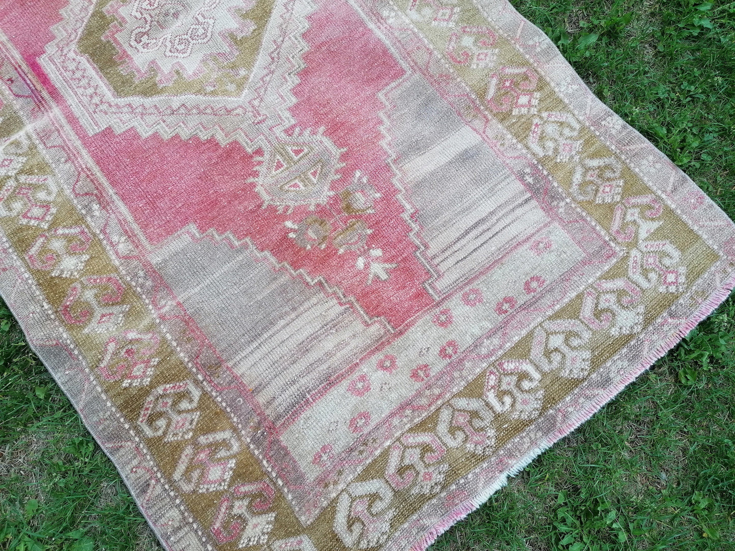 3.7 x 6.6 Turkish oushak rug, vintage oushak rug, vintage rug, handmade rug, kitchen rug