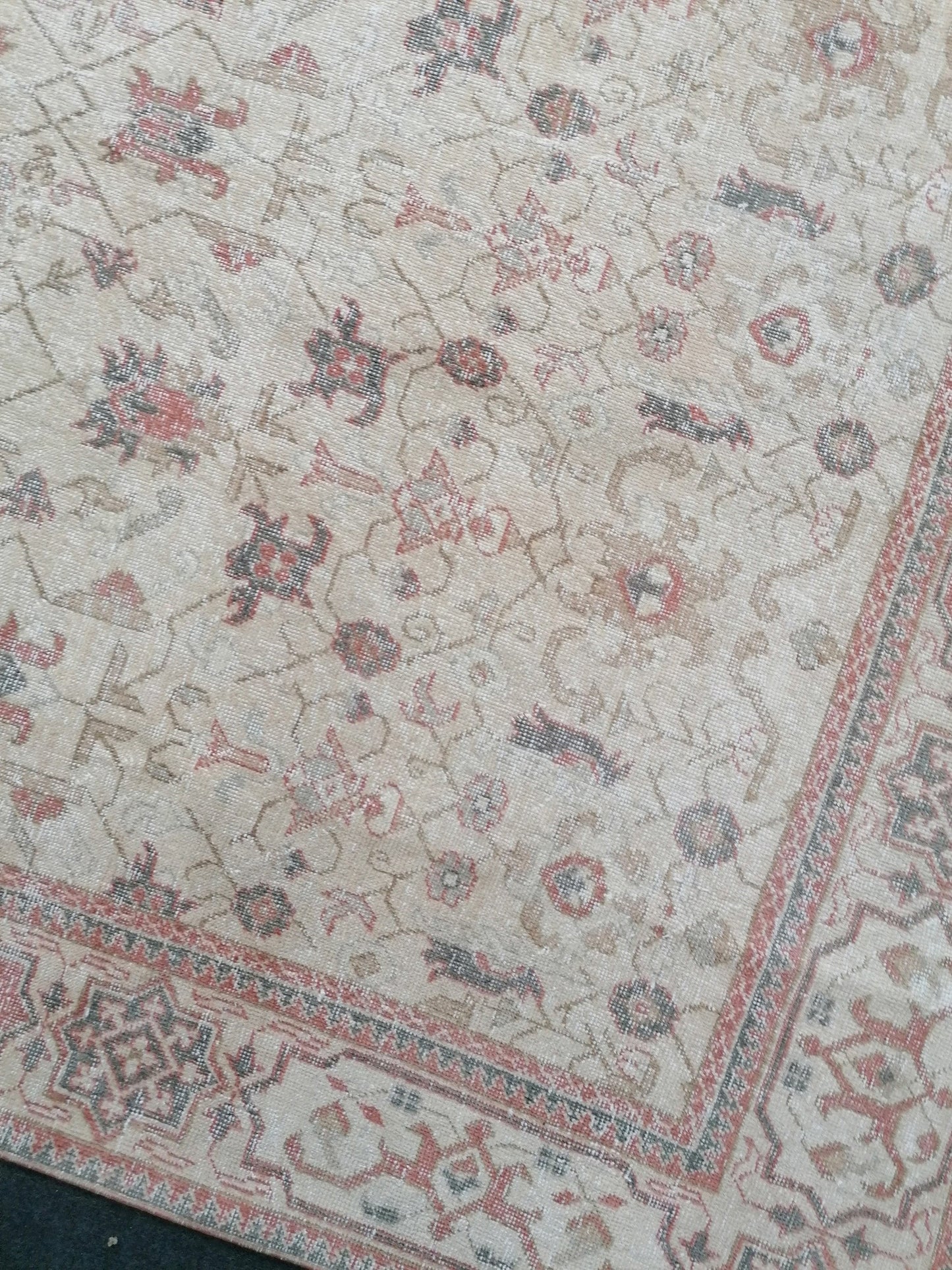 Vintage rug 6.10 x 10.4 large vintage turkish rug, oushak handmade wool rug,