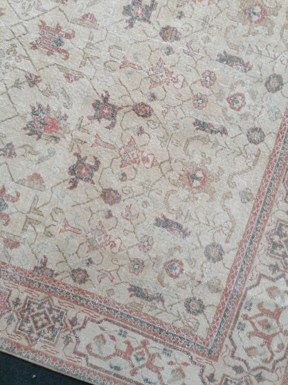 Vintage rug 6.10 x 10.4 large vintage turkish rug, oushak handmade wool rug,