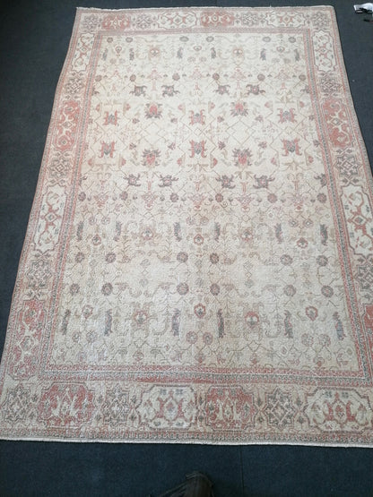 Vintage rug 6.10 x 10.4 large vintage turkish rug, oushak handmade wool rug,