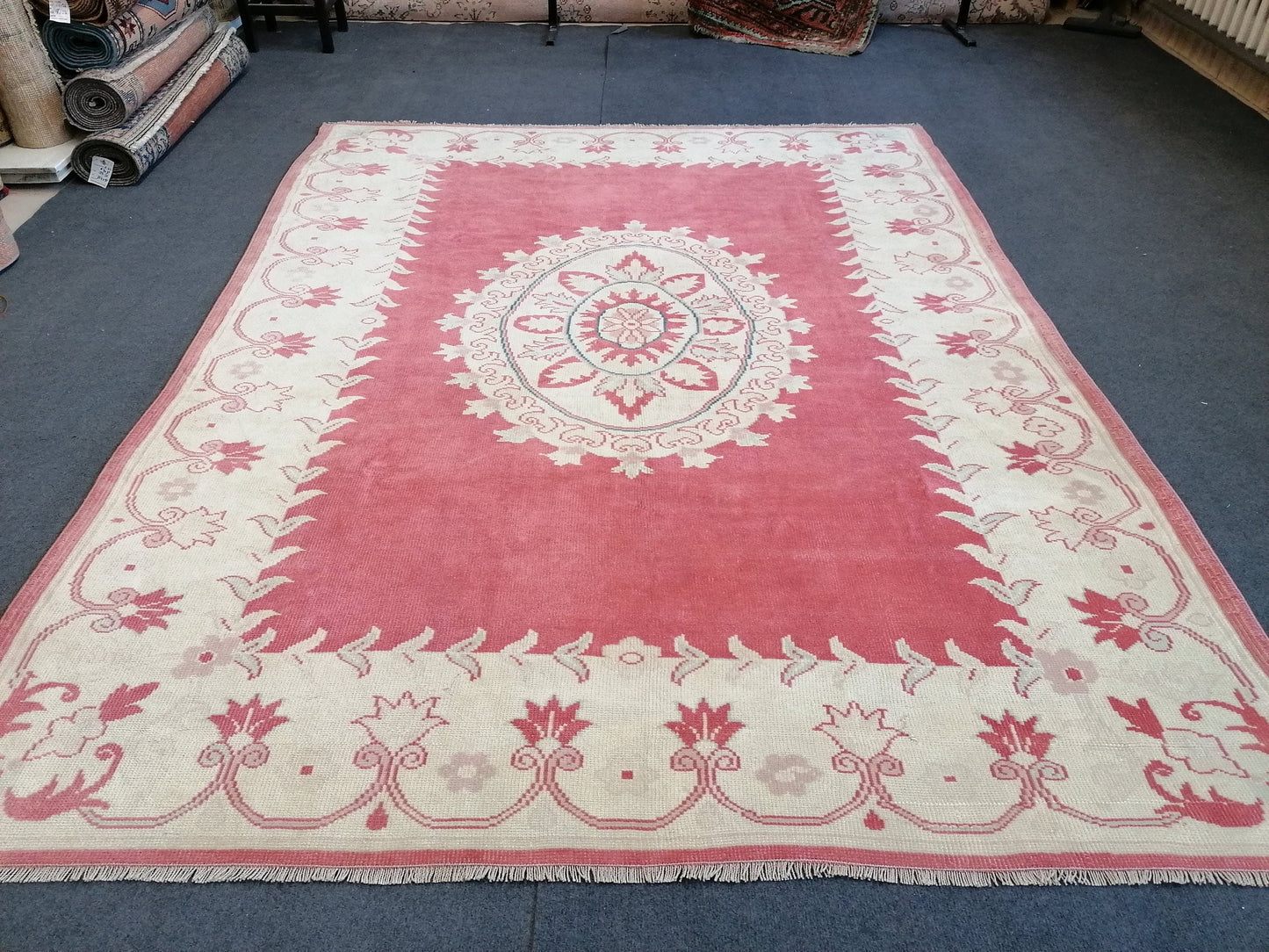 5.9 x 7.8 Oushak turkish rug, large vintage rug -  handmade wool rug, living room rug, bohemian rug,