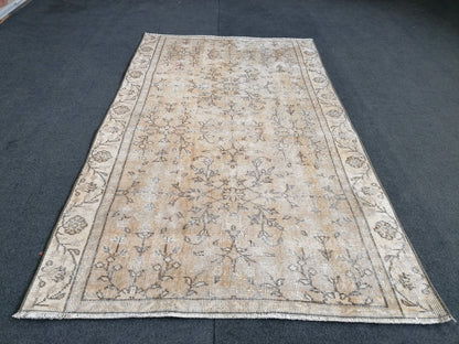 3.6 x 5.10 Muted distressed vintage rug turkish rug, muted rug oushak rug floral rug oriental rug antique rug