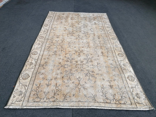3.6 x 5.10 Muted distressed vintage rug turkish rug, muted rug oushak rug floral rug oriental rug antique rug