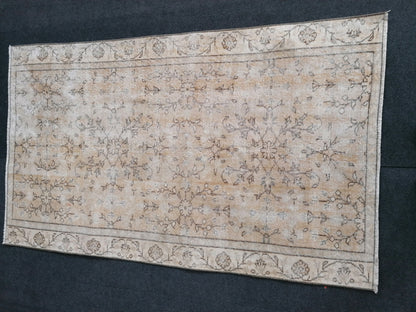 3.6 x 5.10 Muted distressed vintage rug turkish rug, muted rug oushak rug floral rug oriental rug antique rug