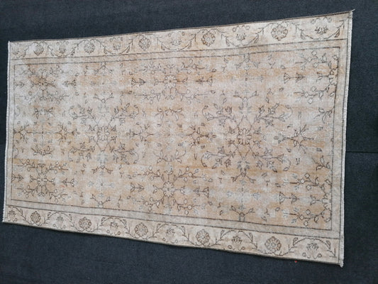 3.6 x 5.10 Muted distressed vintage rug turkish rug, muted rug oushak rug floral rug oriental rug antique rug