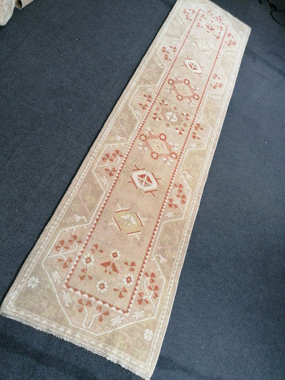 Runner rug, 2.6 x 10 soft turkish runner rug, vintage runner rug ,