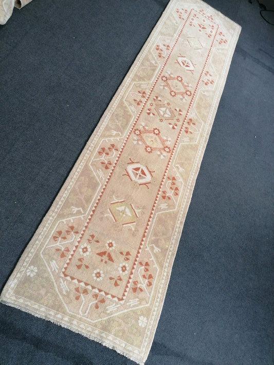 Runner rug, 2.6 x 10 soft turkish runner rug, vintage runner rug ,