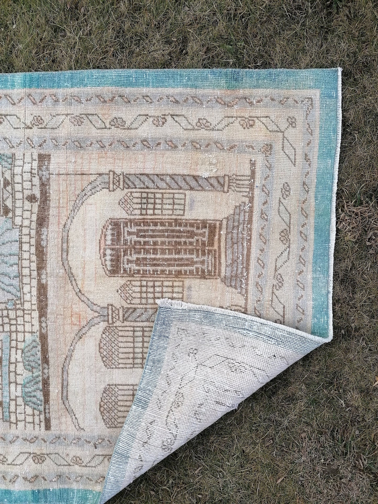 4 x 5.3 Turkish rug vintage rug, oushak rug, handmade rug,wool rug