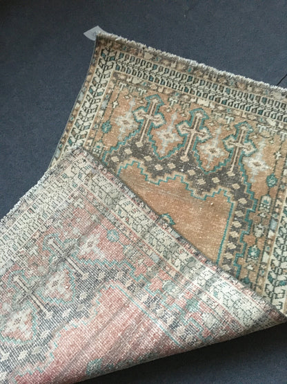2.6 x 4.8 handmade area rug, vintage turkish rug,