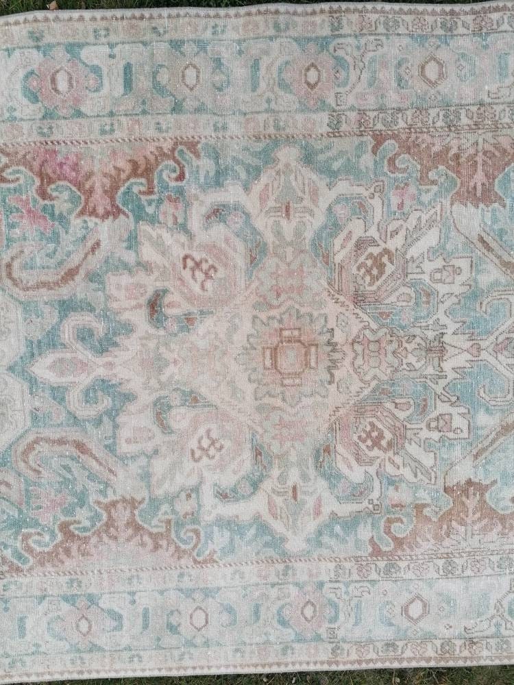 Turkish rug, vintage rug 4.2 x 8.3 oushak rug