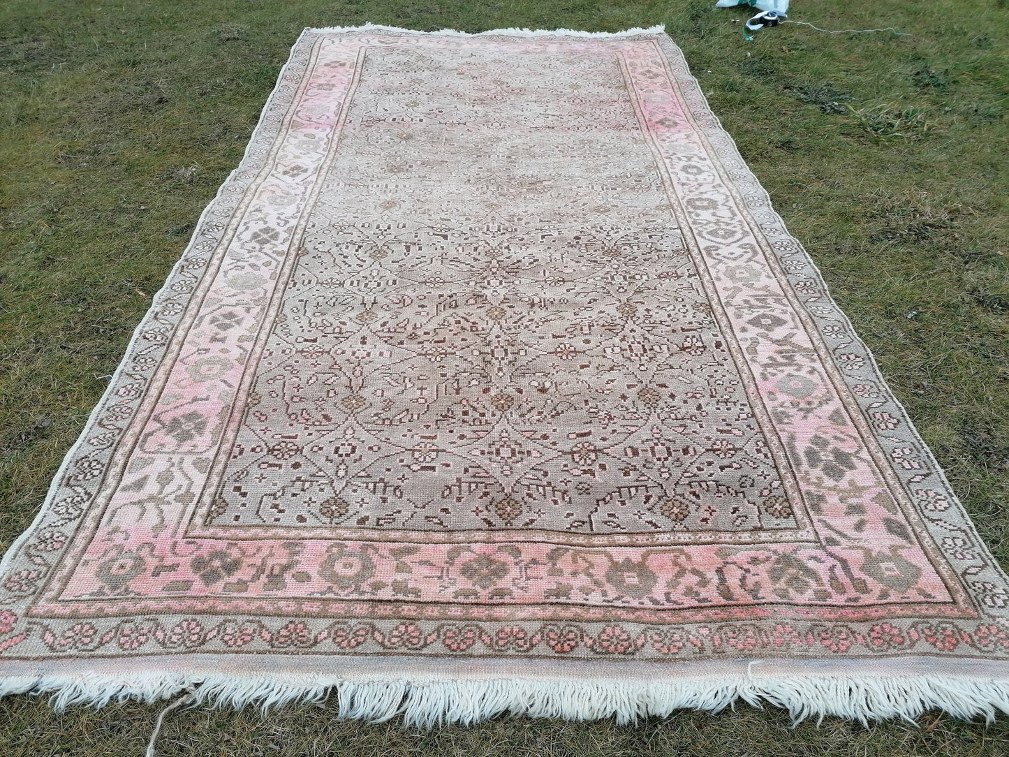 5.3 x 9.6 muted vintage rug natural oushak rug vintage rug wool oushak rug hand made