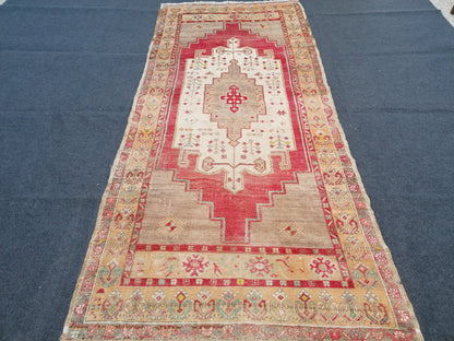 3.10 x 8.5 Oushak turkish rug, vintage turkish rug,oushak vintage rug