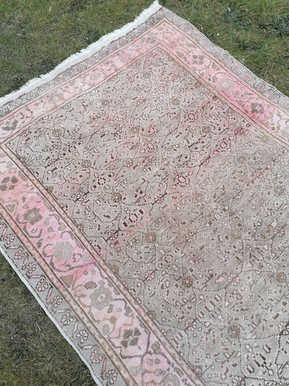 5.3 x 9.6 muted vintage rug natural oushak rug vintage rug wool oushak rug hand made