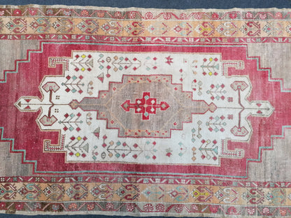 3.10 x 8.5 Oushak turkish rug, vintage turkish rug,oushak vintage rug