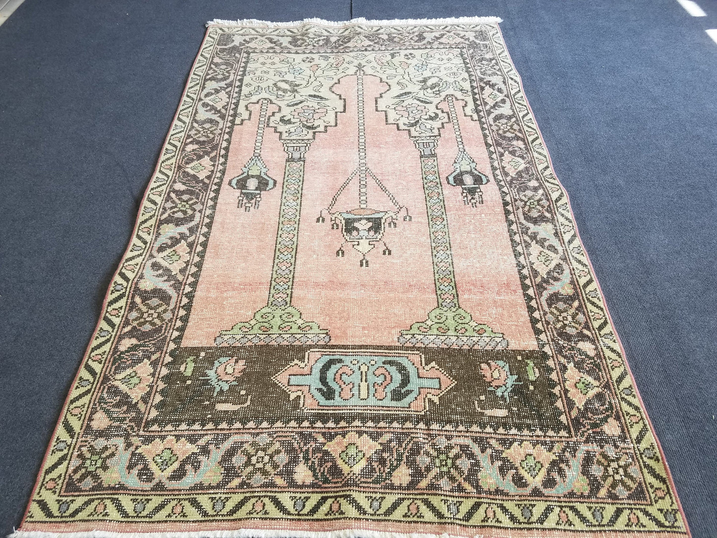 3.6 x 5.9 Turkish rug vintage rug vintage oushak rug unique handmade rug