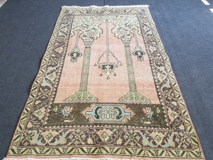 3.6 x 5.9 Turkish rug vintage rug vintage oushak rug unique handmade rug