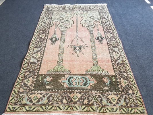 3.6 x 5.9 Turkish rug vintage rug vintage oushak rug unique handmade rug