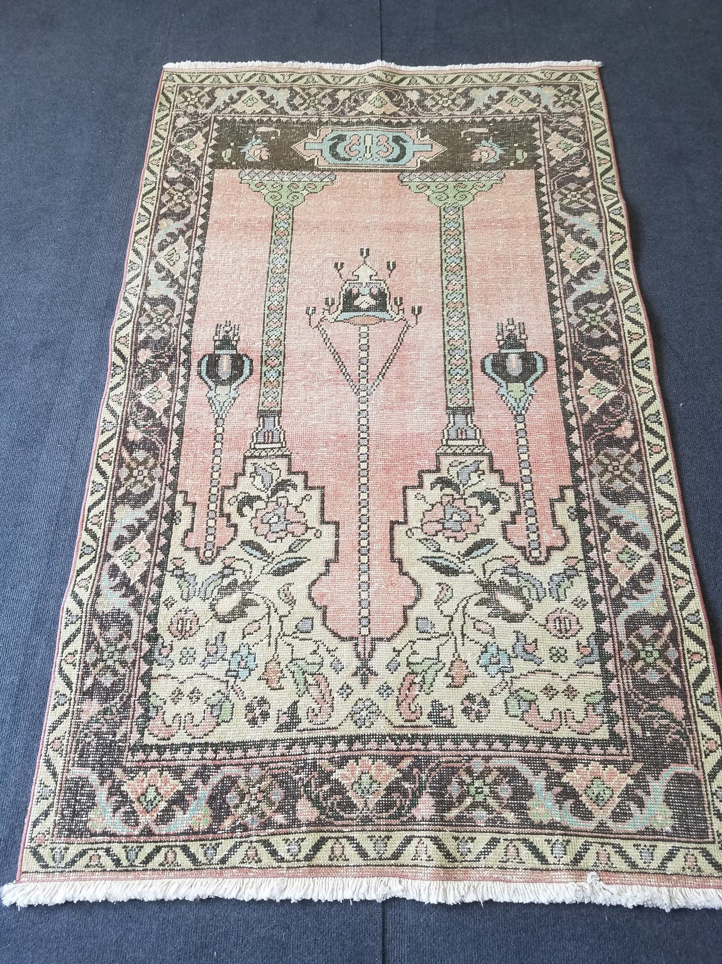 3.6 x 5.9 Turkish rug vintage rug vintage oushak rug unique handmade rug