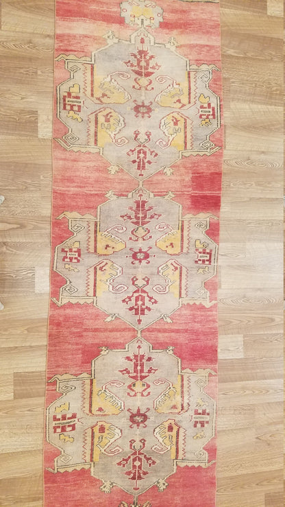 3.6 x 12 vintage hallway runner rug, hand made runner kitchen runner rug