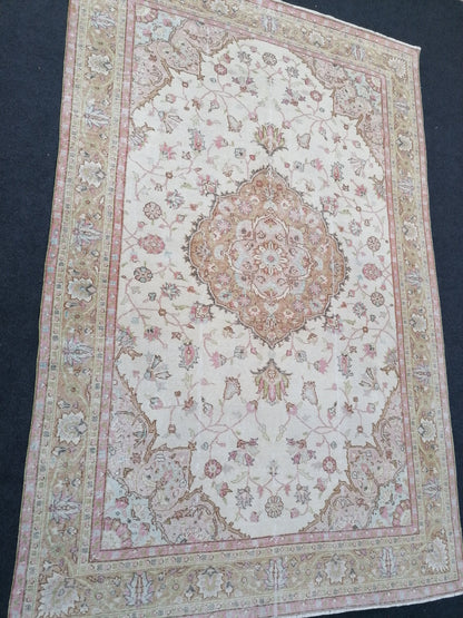 6.7 x 10.2 Turkish size rug, muted vintage rug