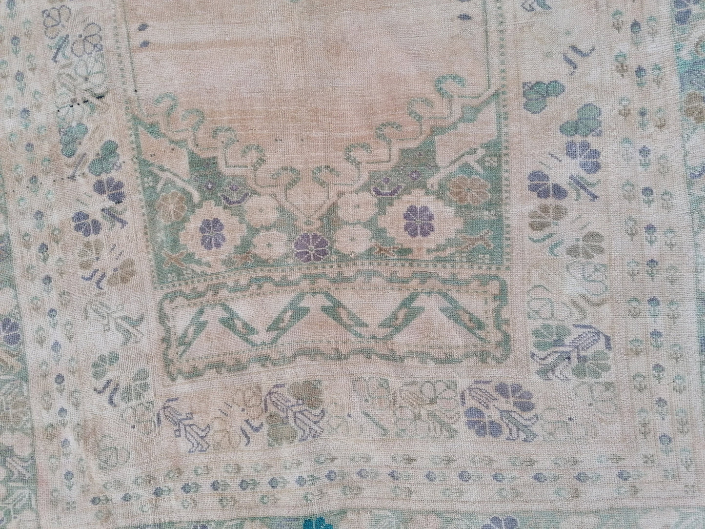 Oushak vintage rug 5 x 8.8 turkish living room rug, wool handmade rug