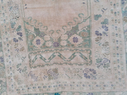 Oushak vintage rug 5 x 8.8 turkish living room rug, wool handmade rug