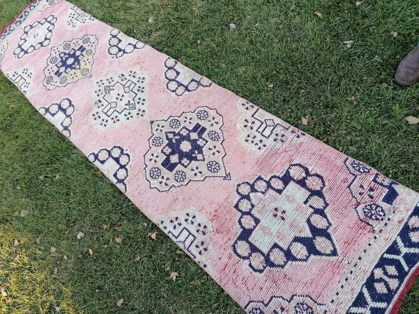 2.7 x 11 oushak turkish runner rug, vintage turkish runner rug, oushak vintage runner ,