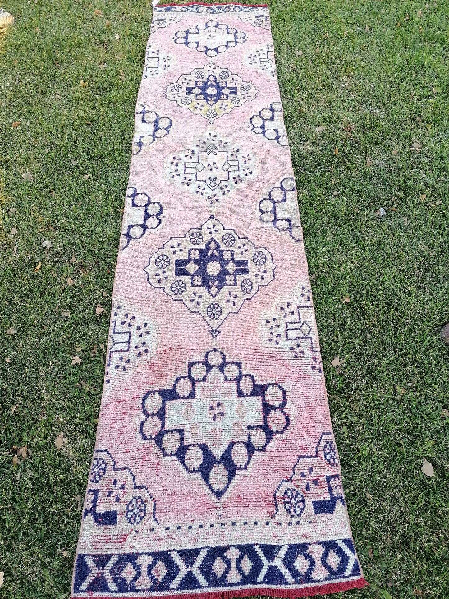 2.7 x 11 oushak turkish runner rug, vintage turkish runner rug, oushak vintage runner ,