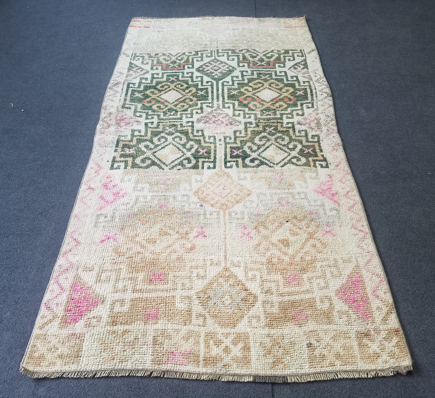 3.4 x 6.8 Vintage wool rug, oushak rug, unique handmade rug kitchen rug bohemian rug traditional rug