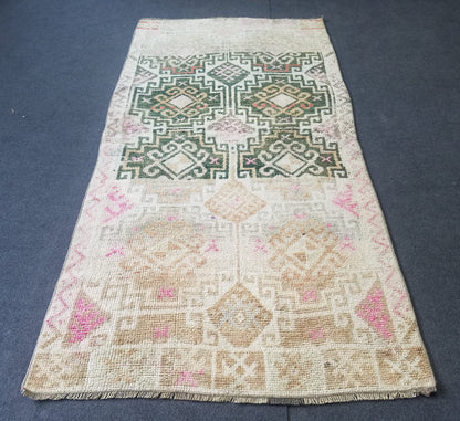 3.4 x 6.8 Vintage wool rug, oushak rug, unique handmade rug kitchen rug bohemian rug traditional rug