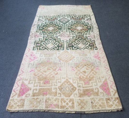 3.4 x 6.8 Vintage wool rug, oushak rug, unique handmade rug kitchen rug bohemian rug traditional rug