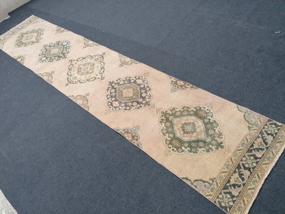 2.8 x 13 runner rug, vintage turkish runner rug, oushak vintage runner rug, vintage runner rug,