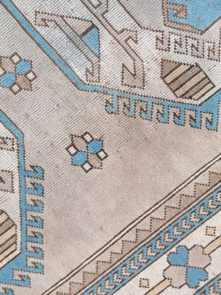 7 x 10.8 large area oushak rug, living room hand made rugs vintage blue turkish wool rug