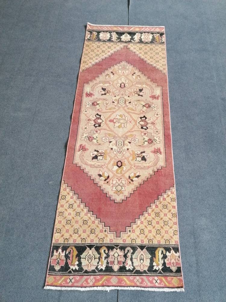 Runner rug 2.2 x 6.2 vintage wool runner rug, handmade vintage rug, hallway runner rug