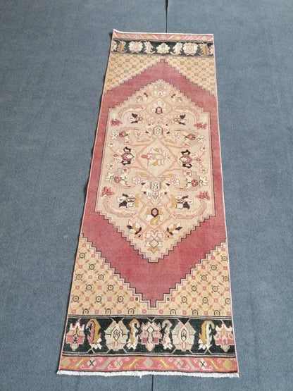 Runner rug 2.2 x 6.2 vintage wool runner rug, handmade vintage rug, hallway runner rug