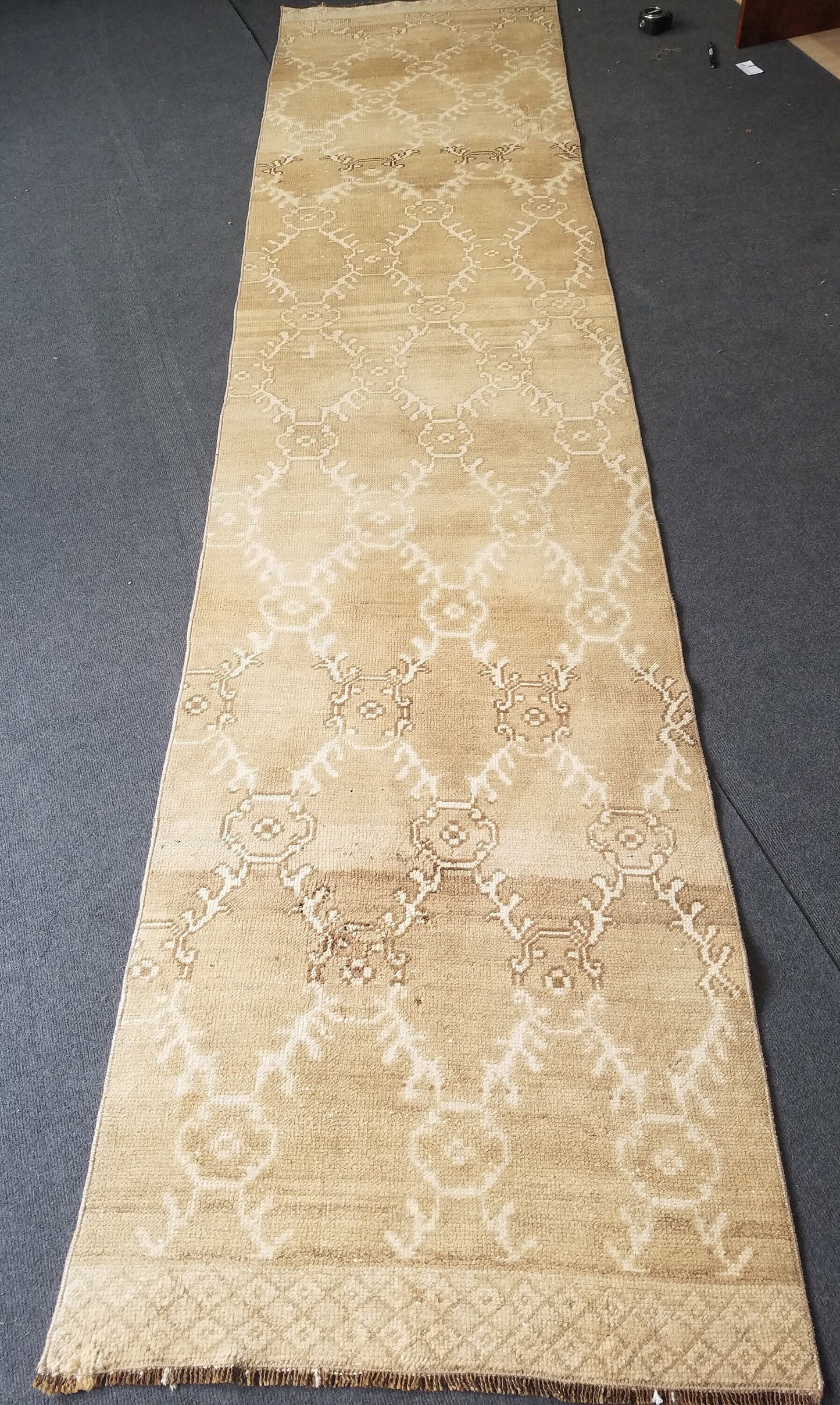 Oushak runner rug, earth tone runner rug, 2.8 x 11.5