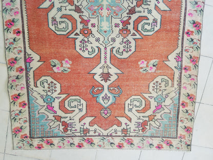 4.4 x 7.4 Oushak turkish rug, vintage rug, turkish area rugs, Hand-knotted rug