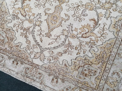 Neutral oushak wool rug 5.2 x 8.4 muted handmade rug, oushak rug, rustic rug, turkish rug,
