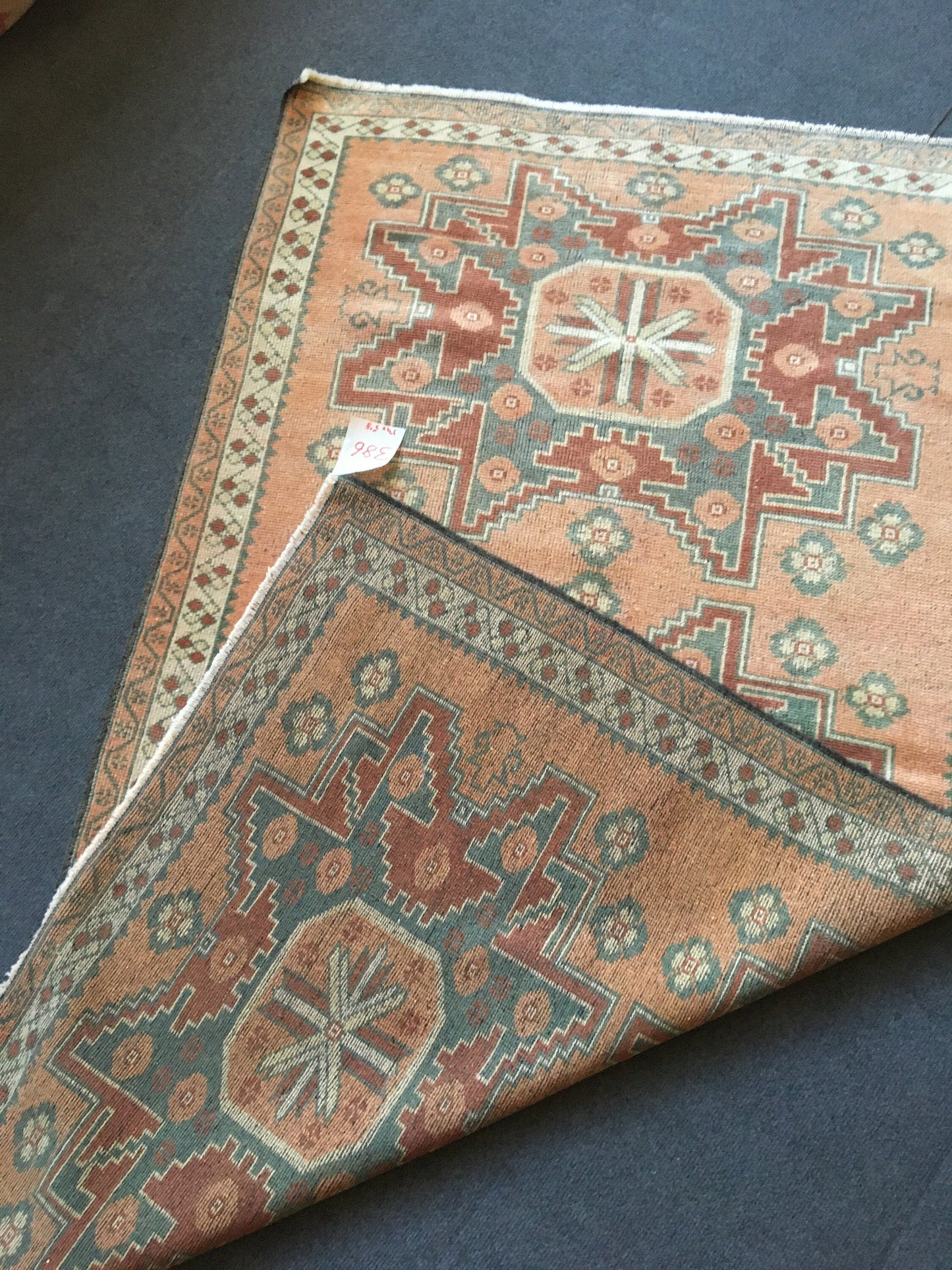 3.4 x 5.7 feet handmade natural wool rug, turkish anatolian vintage kitchen rug
